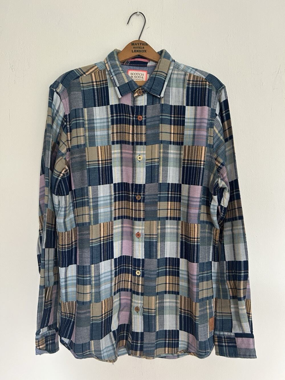 Scotch & Soda Amsterdam Plaid Flannel Overshirt Button Up Large EUC Multicolor